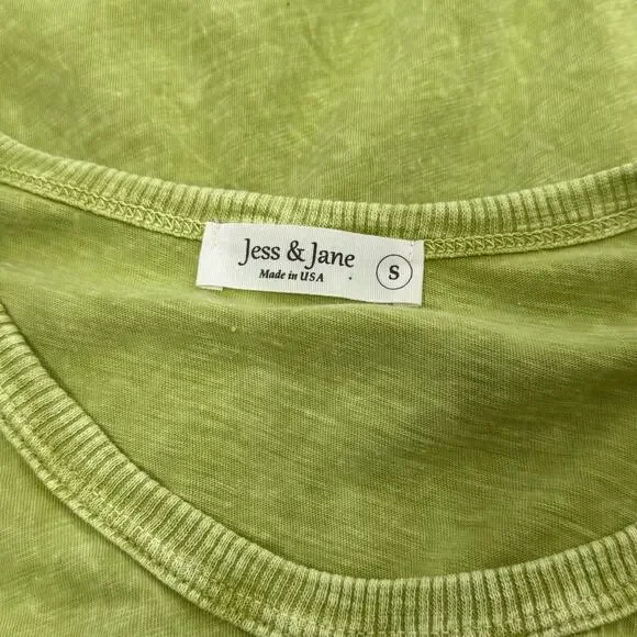 Jess & Jane Green Abstract Floral Cotton Dress Pockets Size Small USA Boho Artsy - Picture 6 of 9